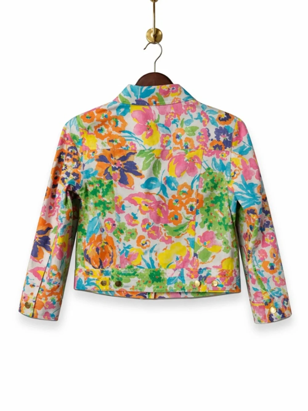 Ralph Lauren Multicolor Floral Jean Jacket - Green Yellow Pink Blue Orange - Picture 2 of 4